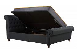 6ft Super King Castle Scroll Chesterfield Ottoman Bed frame - Charcoal 1